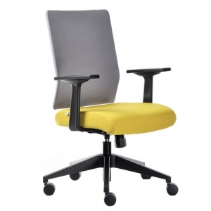כסא עבודה אפור צהוב צד